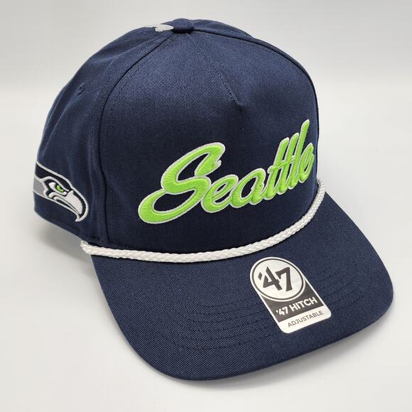Seattle Seahawks Overhand '47 Hitch Relaxed Fit Hat Cap Snapback Navy NFL - Picture 1 of 8